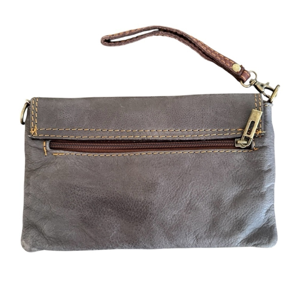 100% Toscana Genuine Leather Brown Handbag Wristlet Small Purse Italy - Picture 3 of 7